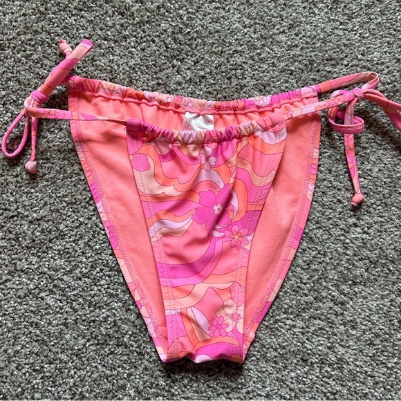 No Boundaries Pink groovy pattern Bikini with Adjustable Side Ties -80s style - Picture 5 of 7